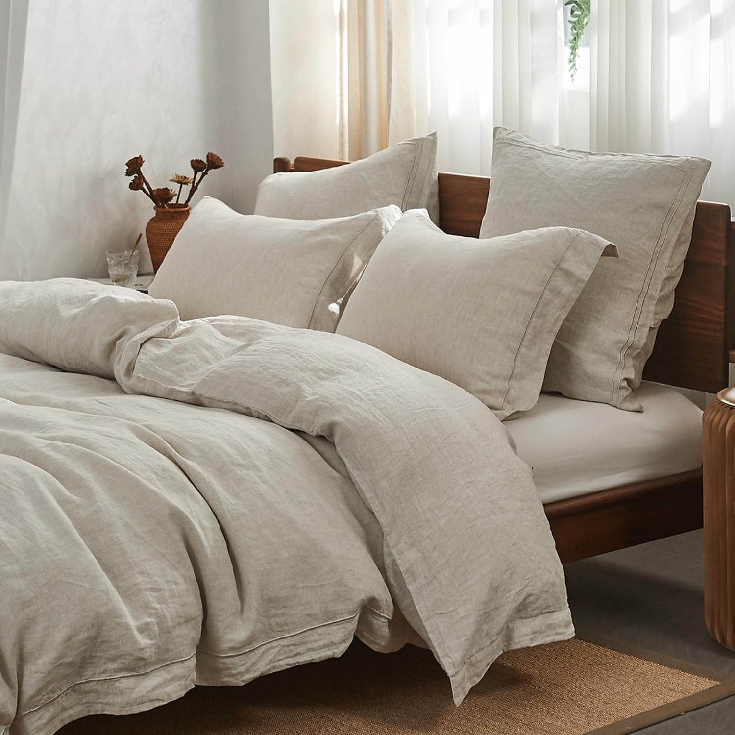 Linen Duvet Cover - Conjunto de Capa de Edredom de