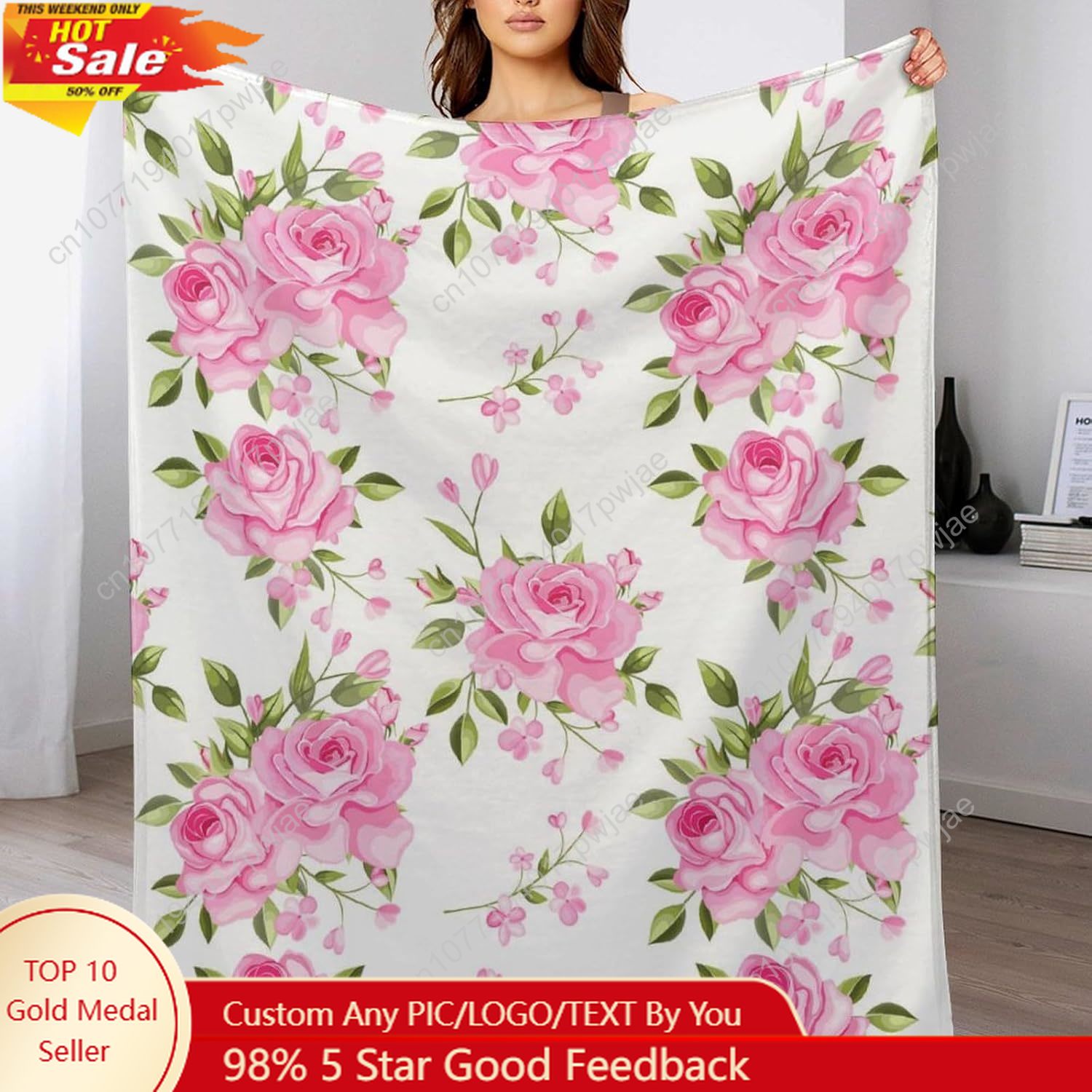 Home Textiles Throw - Flor rosa lance cobertor decoração floral