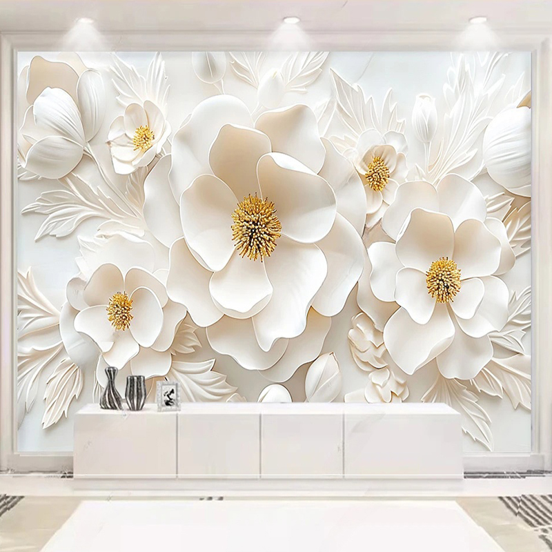 Home Textiles Photos - 3D alívio flores luz foto papel