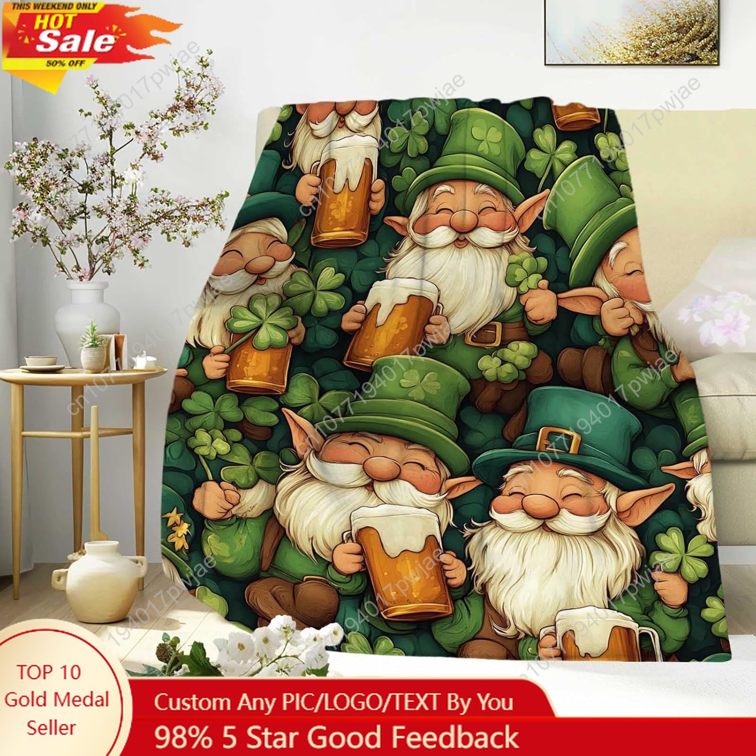Home Textiles Throw - Cobertor de gnomo do dia de
