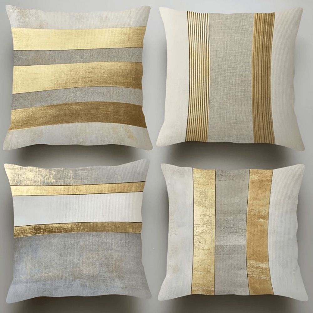 Home Textiles Luxury - Capas de almofada listradas em dourado