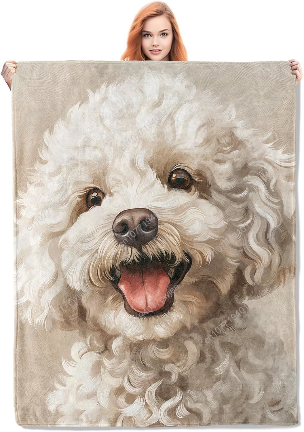 Home Textiles Throw - Cobertor de retrato de poodle alegre,