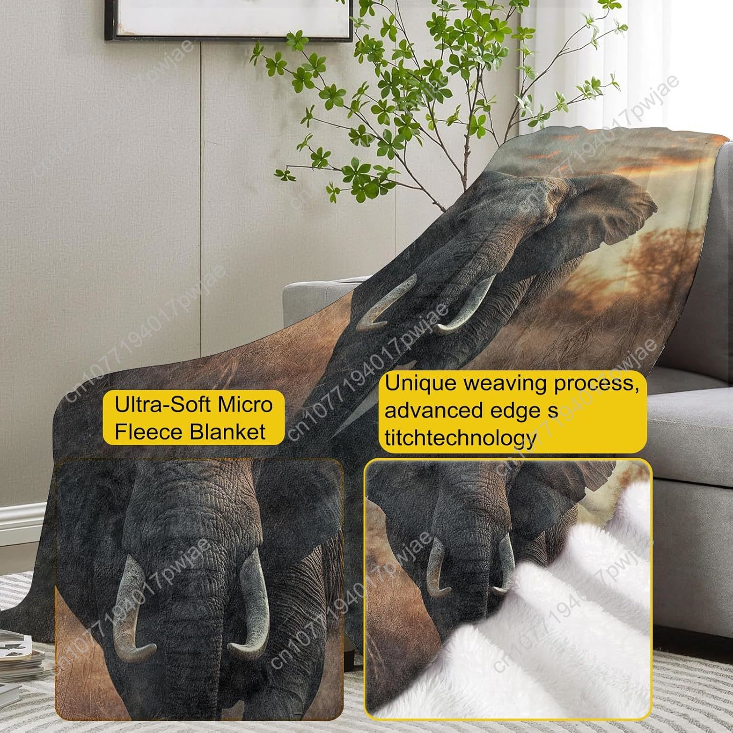Cobertor de lã de elefante, ce - Home Textiles Throw avaliação e preço