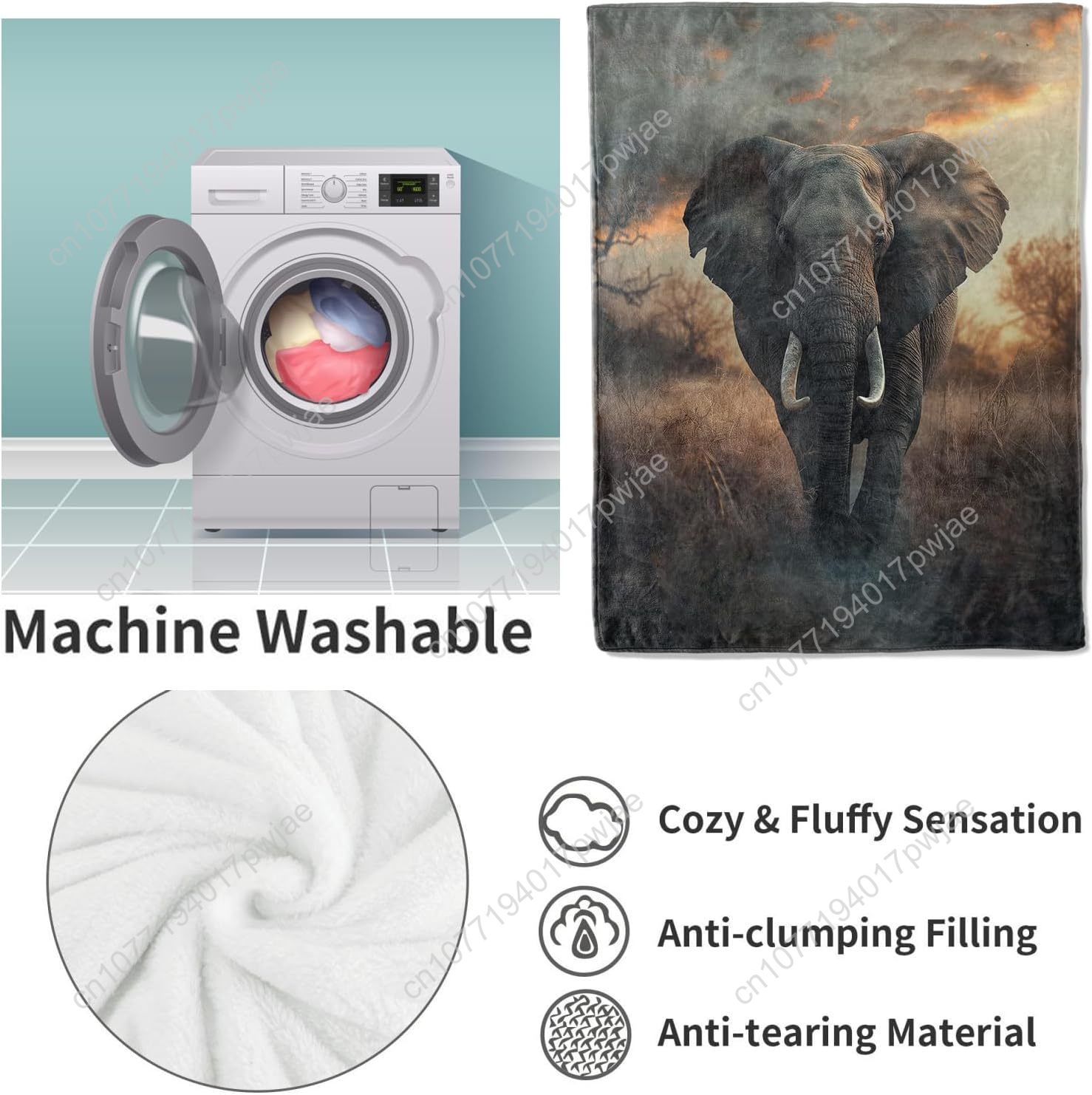 Cobertor de lã de elefante, ce - Home Textiles Throw avaliação e preço