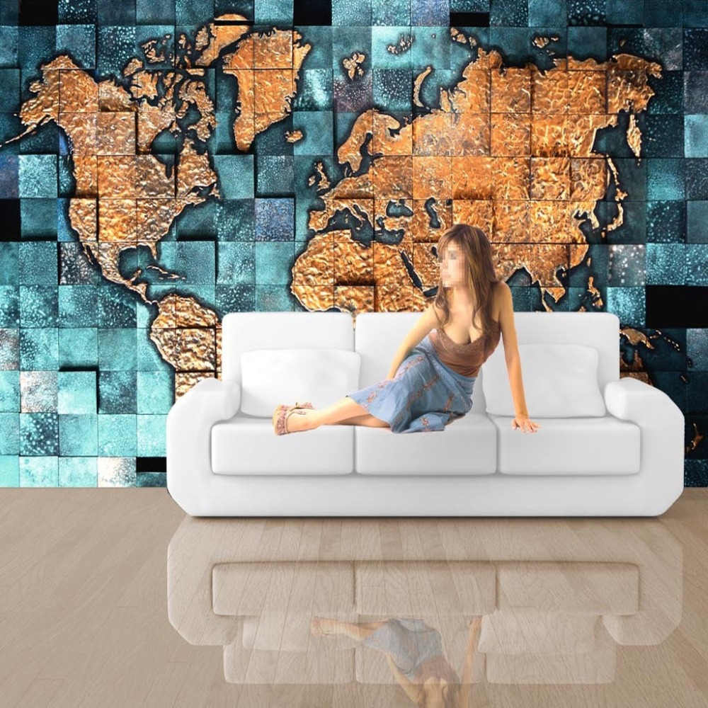 Papel de parede do mapa do mun - Home Textiles Photos avaliação e preço