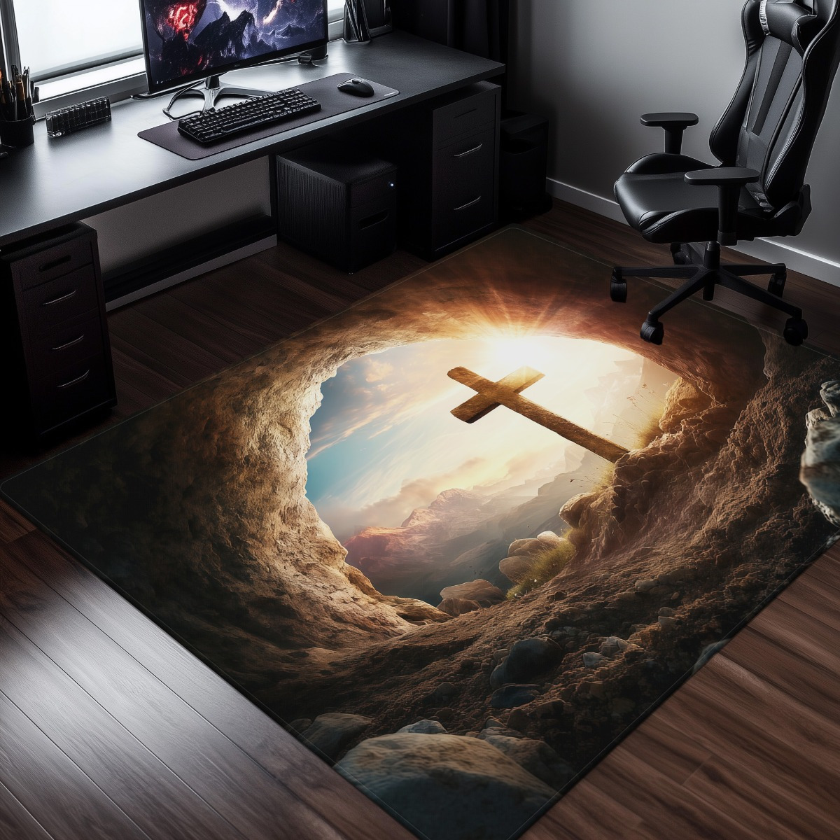 Cruz religiosa caverna tapete  - Sunrise Home Textiles & Apparel avaliação e preço