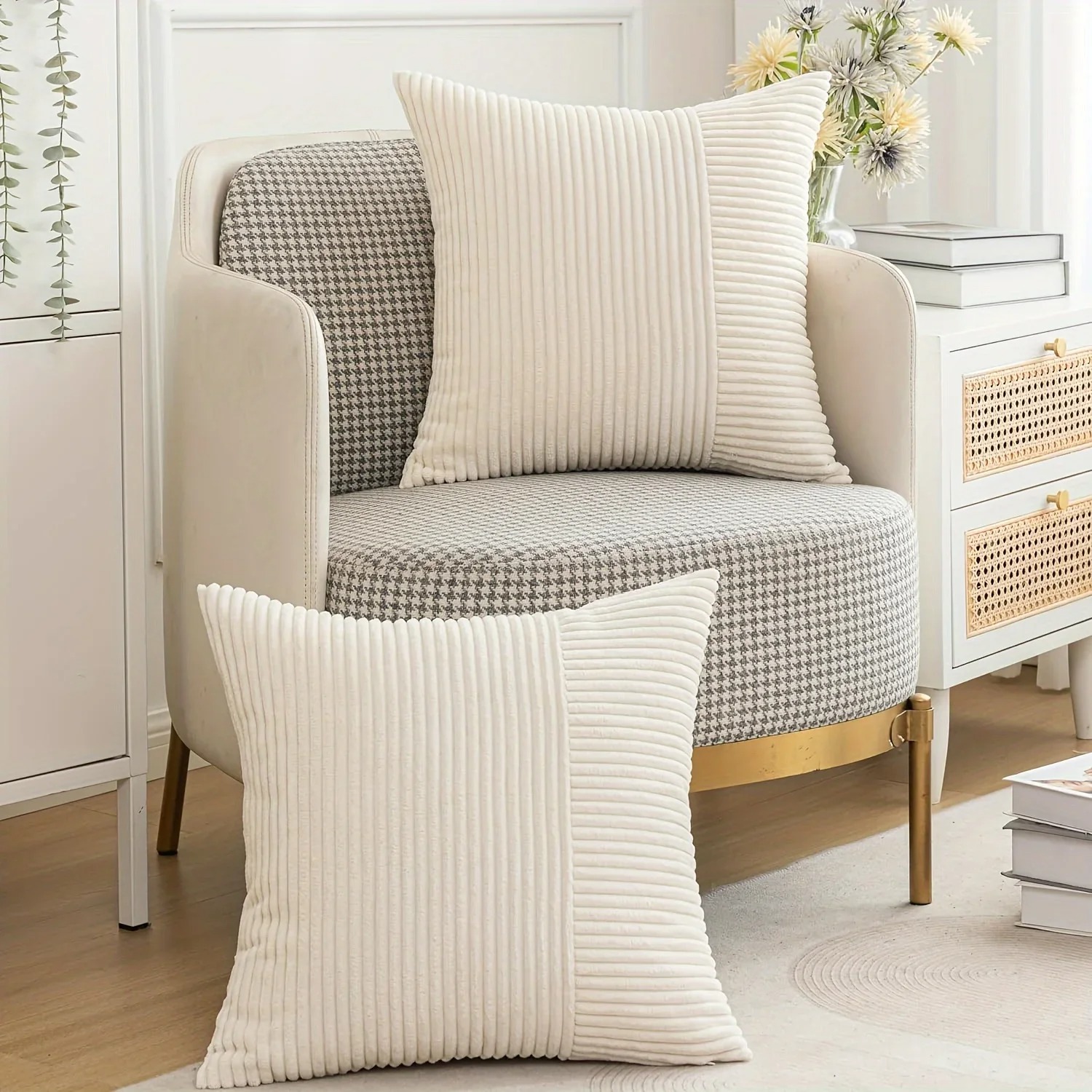 Bege listrado listrado retalho - Pillow Insert 18X18 avaliação e preço