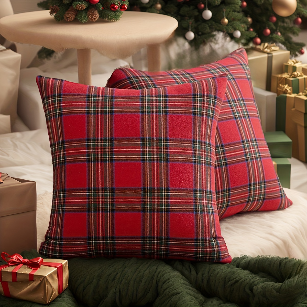 2 pçs natal xadrez fronhas tar - Pillow Insert 18X18 avaliação e preço